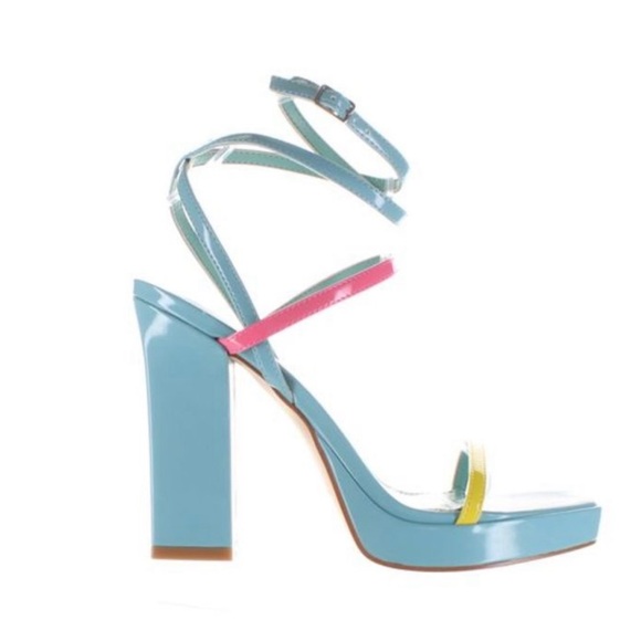 Marc Fischer Acres Heeled Strapy Sandal. In yellow, pink and blue. NWT’S. Size 6 - Picture 7 of 13